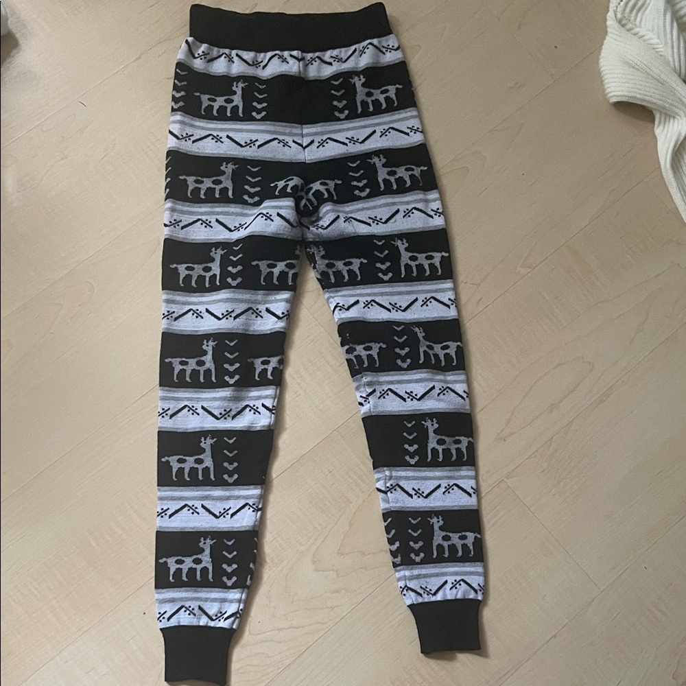 Womens Reindeer Patterned Black and Gray Leggings